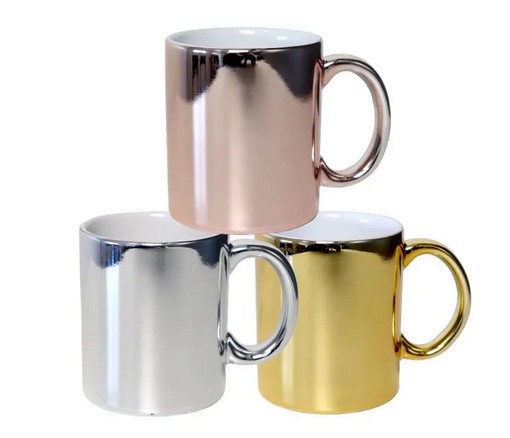 Caneca Cerâmica Cromada 325ml