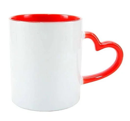 Caneca Cerâmica Alça Coração 325ml