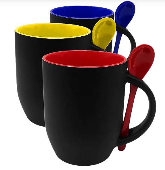 Caneca Cerâmica Mágica Com Colher 325ml