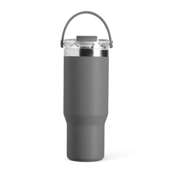 Copo Térmico Com Tampa Rosqueável e Bico Flip e Canudo Interno 900ml