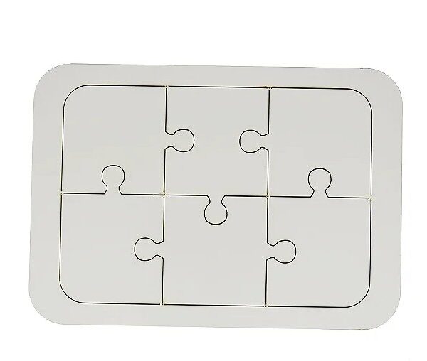 Quebra-Cabeça em MDF com 6 Peças para Sublimação Colorida