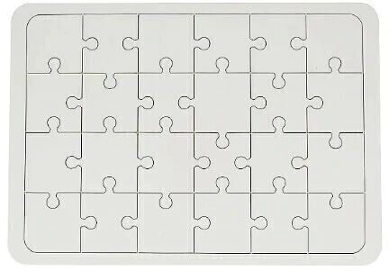 Quebra-Cabeça em MDF com 24 Peças para Sublimação Colorida