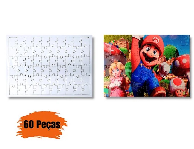Quebra-Cabeça A4 com 60 Peças para Sublimação Colorida