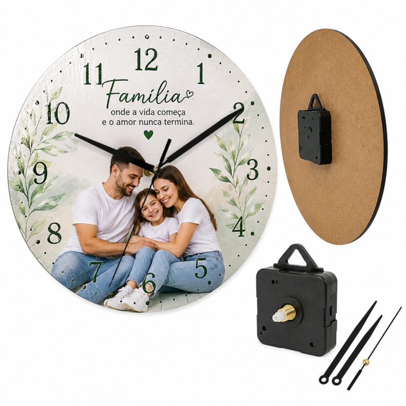 Relógio de Parede Redondo em MDF 20 cm para Sublimação Colorida