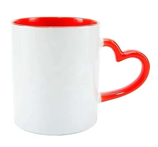 Caneca Cerâmica Alça Coração 325ml - Personalização já inclusa no preço