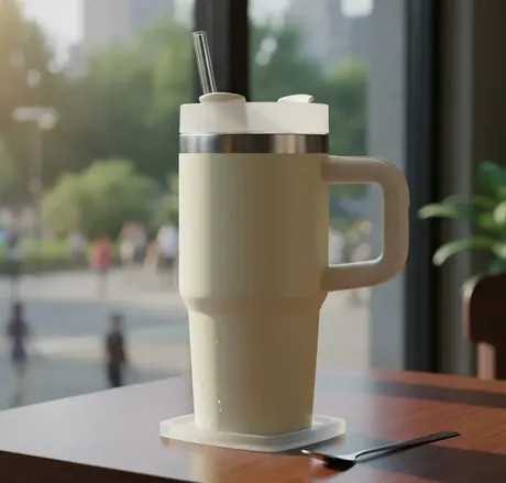 Copo Térmico 600ml Com Alça e Canudo - Personalização já inclusa no preço