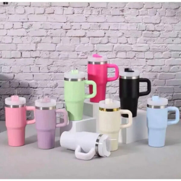 Copo Térmico 410ml Com Alça e Canudo - Personalização já inclusa no preço