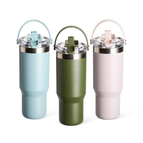 Copo Térmico Com Tampa Rosqueável e Bico Flip e Canudo Interno 900ml - Personalização já inclusa no preço