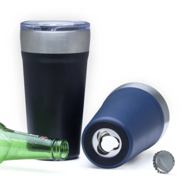 Copo Térmico com Tampa Acrílica, Canudo, e Abridor no Fundo do Copo 500ml - Personalização já inclusa no preço