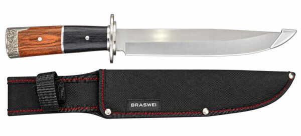 Faca Esportiva 7203 39cm com Cabo Amadeirado e Detalhes Pretos - Personalização já inclusa no preço