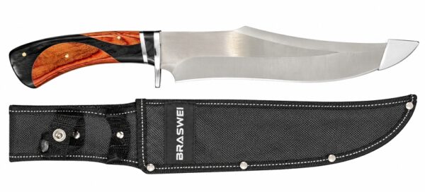 Faca Esportiva 7266 40cm com Cabo Curvo Amadeirado e Bainha - Personalização já inclusa no preço