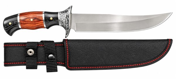 Faca Esportiva 1177 31cm com Cabo Preto e Amadeirado - Personalização já inclusa no preço